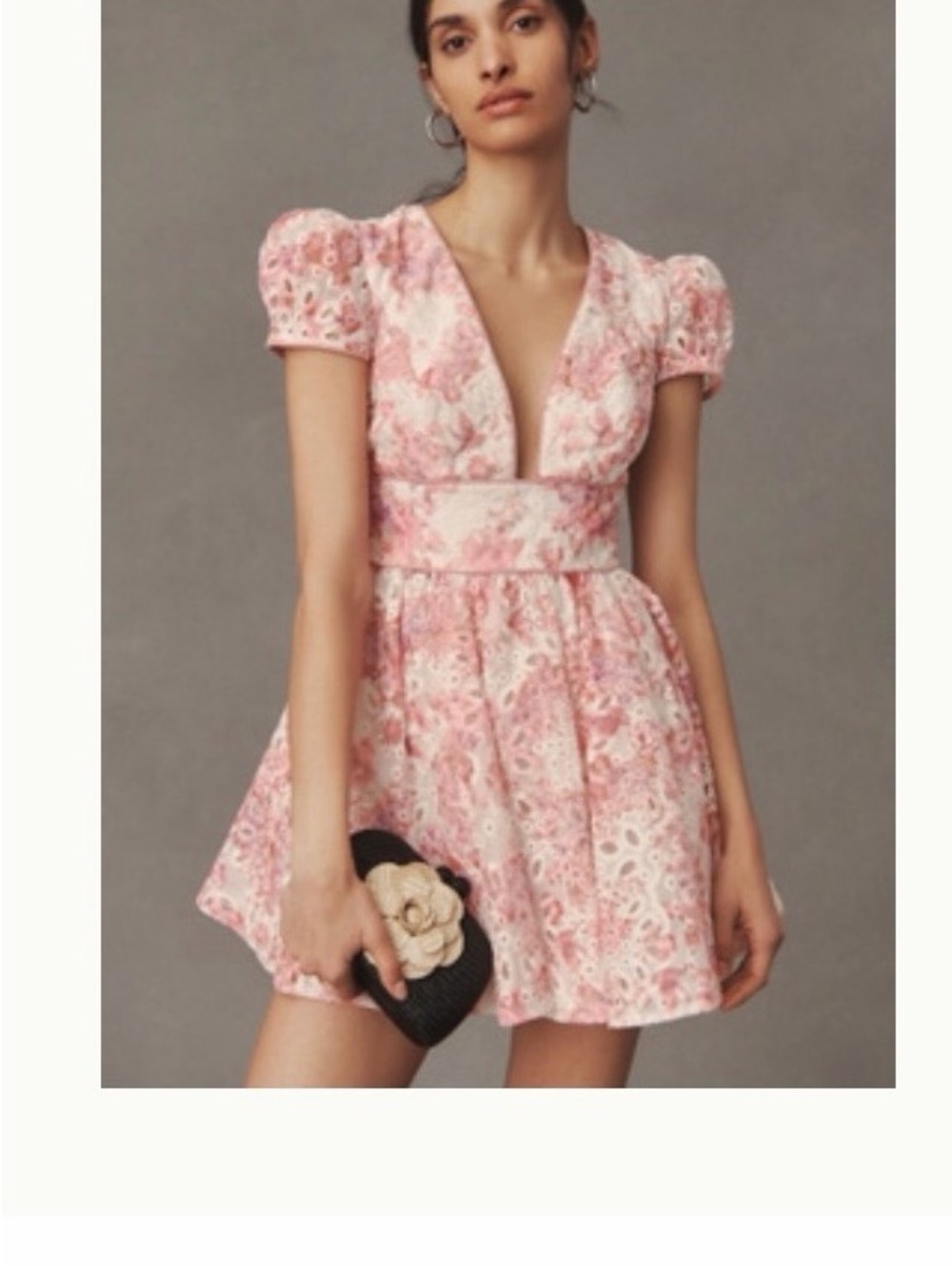 Bardot Pink Floral Lace Mini Dress